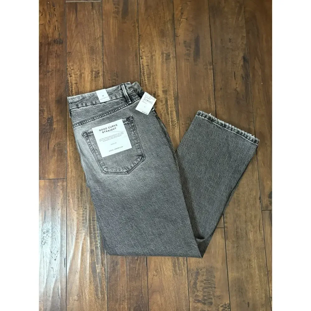 Good American |High-Waist Grey Split-Hem Women's Jeans